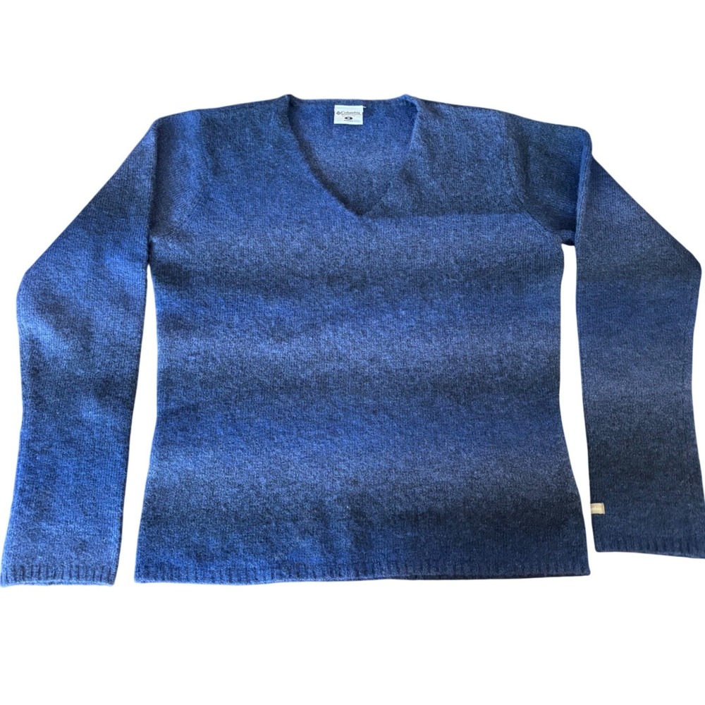 Columbia Sportswear | Womens M | Blue Ombre V-Neck Wool Blend Fuzzy Sweater